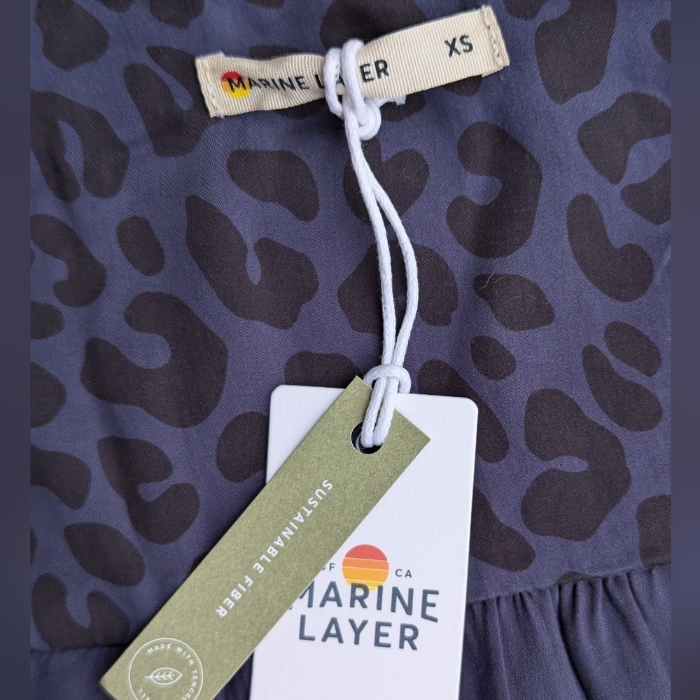 Marine Layer Blue Leopard Ruffle Rory Blouse XS NWT - Picture 6 of 9